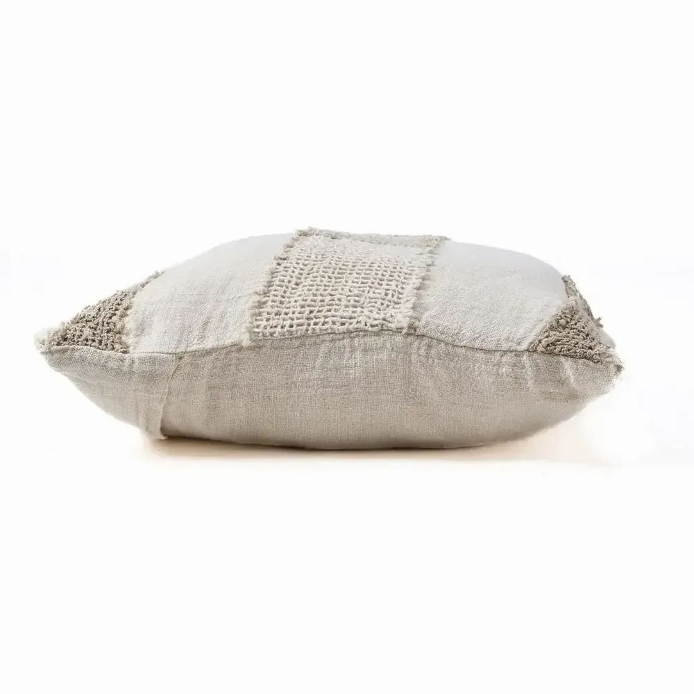Fabric cushions - The Linen Threads Cushion Cover - White Natural - BAZAR BIZAR LIVING