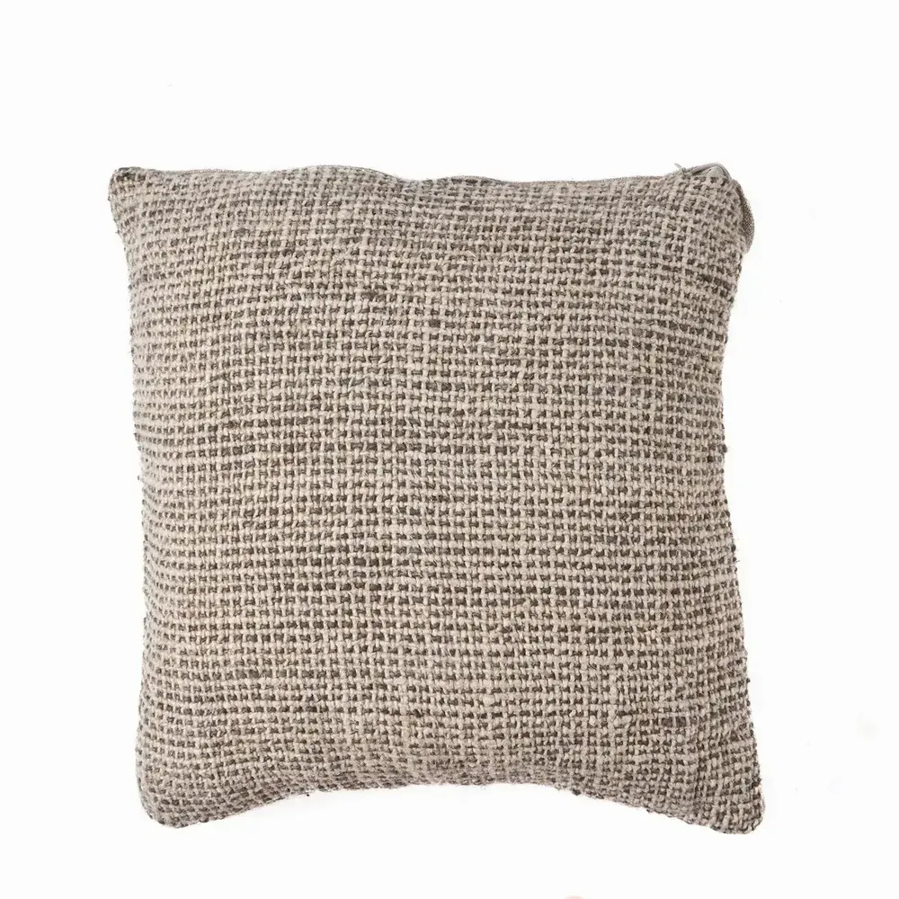 Fabric cushions - The Linen Grain Cushion Cover - Natural Black - BAZAR BIZAR LIVING