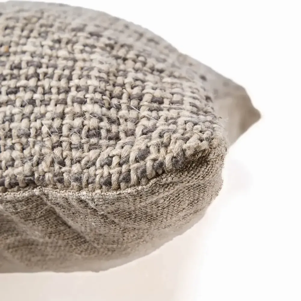 Fabric cushions - The Linen Grain Cushion Cover - Natural Black - BAZAR BIZAR LIVING