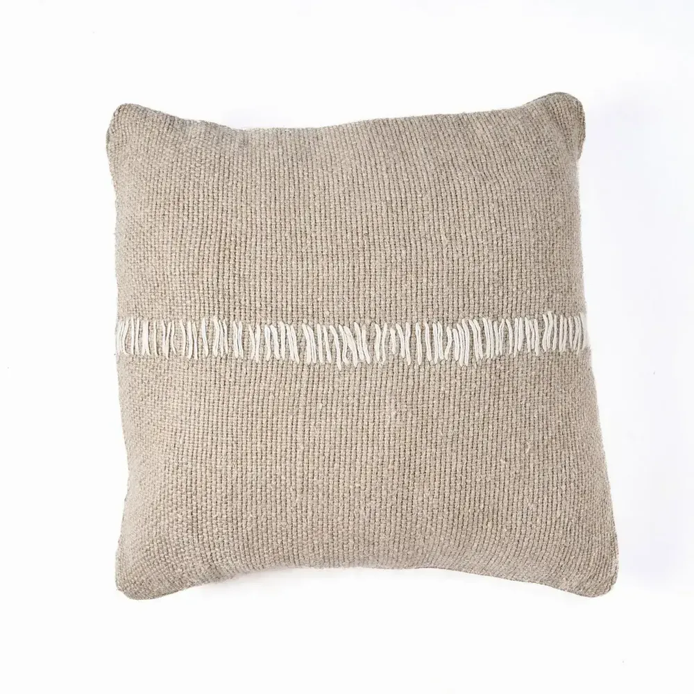 Fabric cushions - The Linen Stitch Cushion Cover - Natural White - BAZAR BIZAR LIVING