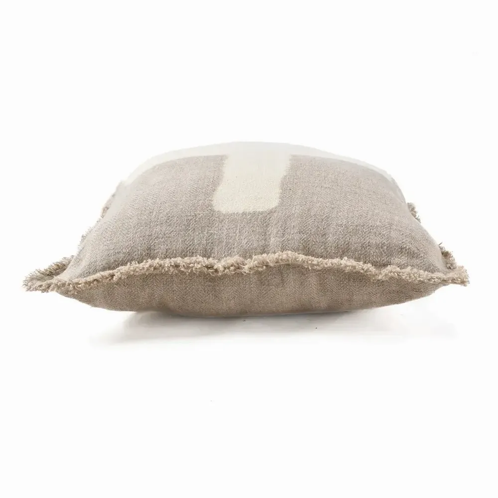 Fabric cushions - The Ivory Cross Cushion Cover - Natural White - 50x50 - BAZAR BIZAR LIVING