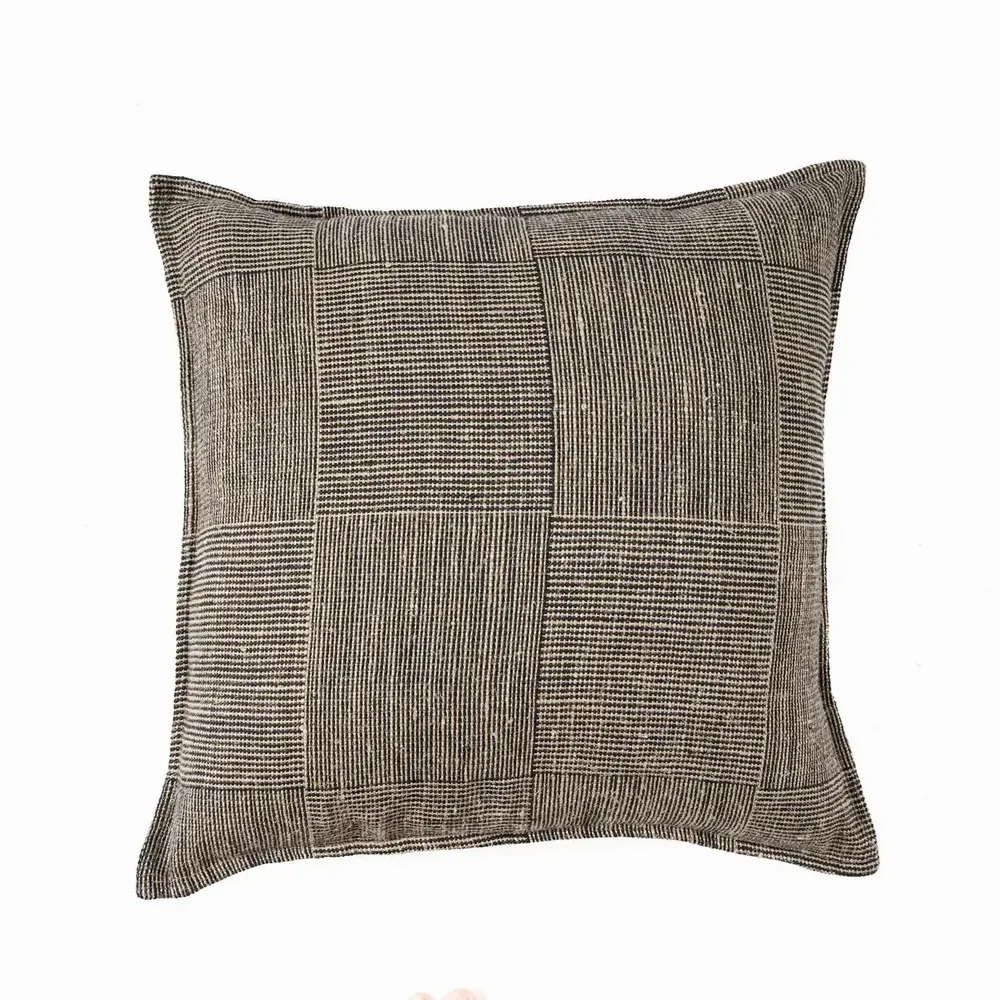 Fabric cushions - The Bloc Party Cushion Cover - Black Natural - 50x50 - BAZAR BIZAR LIVING
