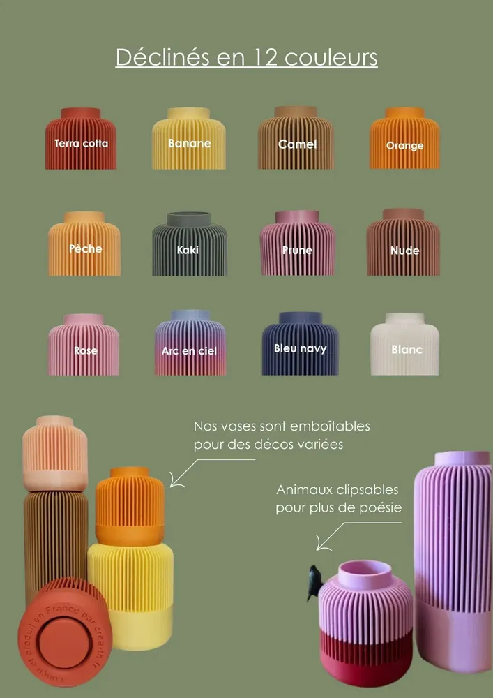 Vases - Triplette of interlocking 3D vases - Designer interior decoration - CRÉA-TH