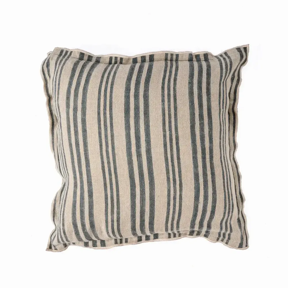 Fabric cushions - The Nordic Stripe Cushion Cover - Natural Black - 50x50 - BAZAR BIZAR LIVING