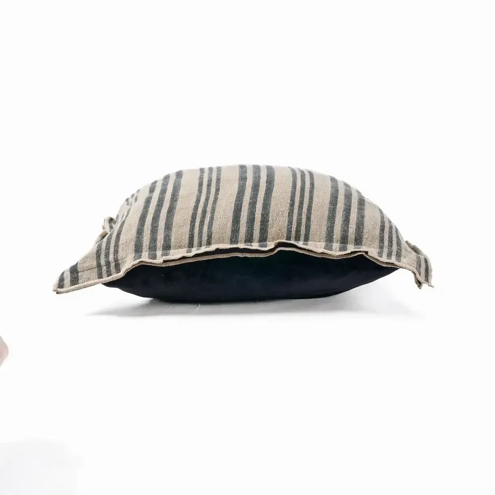 Fabric cushions - The Nordic Stripe Cushion Cover - Natural Black - 50x50 - BAZAR BIZAR LIVING