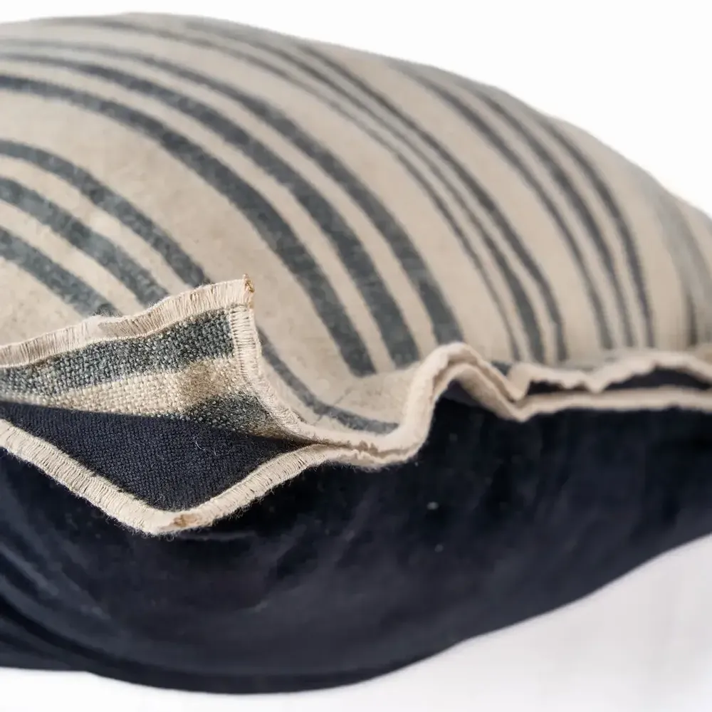 Fabric cushions - The Nordic Stripe Cushion Cover - Natural Black - 50x50 - BAZAR BIZAR LIVING