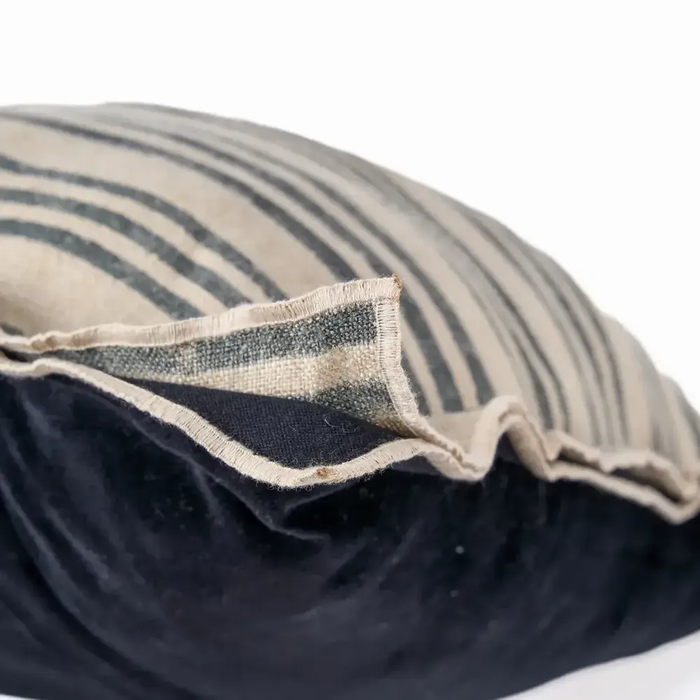 Fabric cushions - The Nordic Stripe Cushion Cover - Natural Black - 50x50 - BAZAR BIZAR LIVING