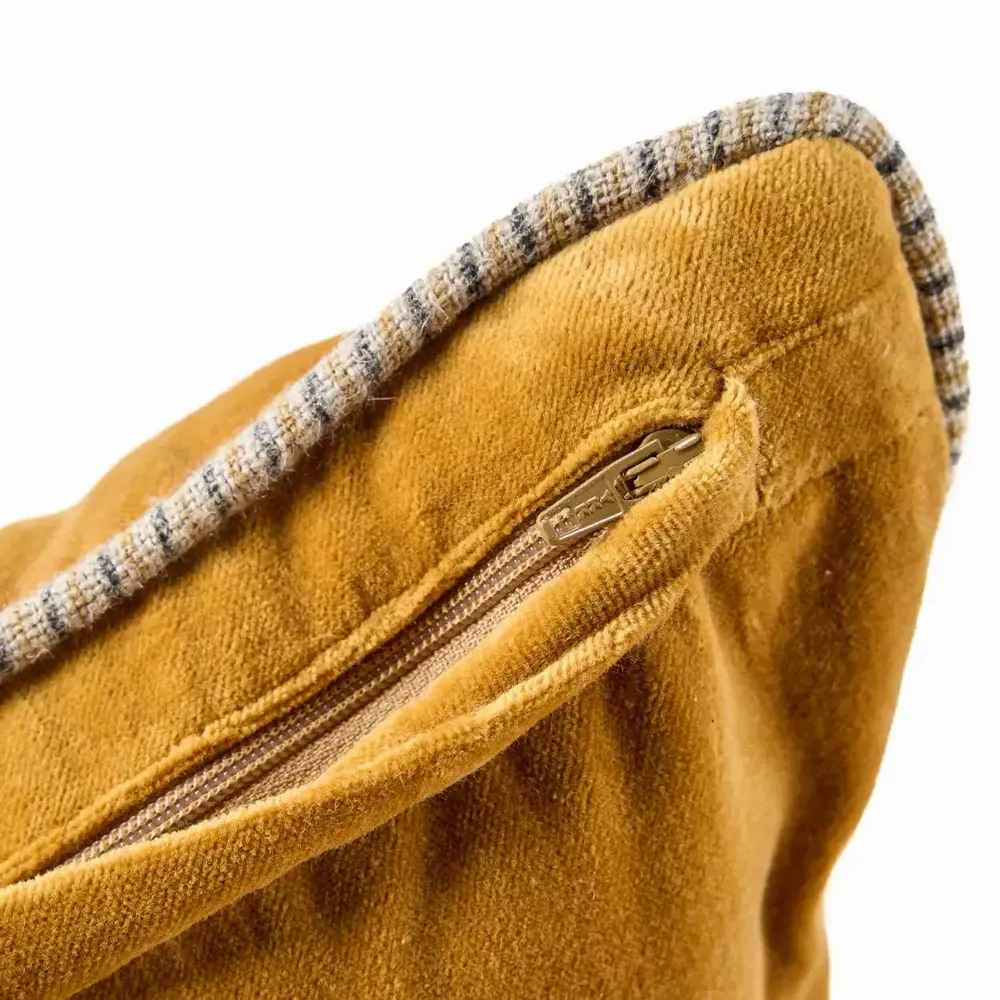 Fabric cushions - The Velvet Crush Cushion Cover - Mustard - 50x50 - BAZAR BIZAR LIVING