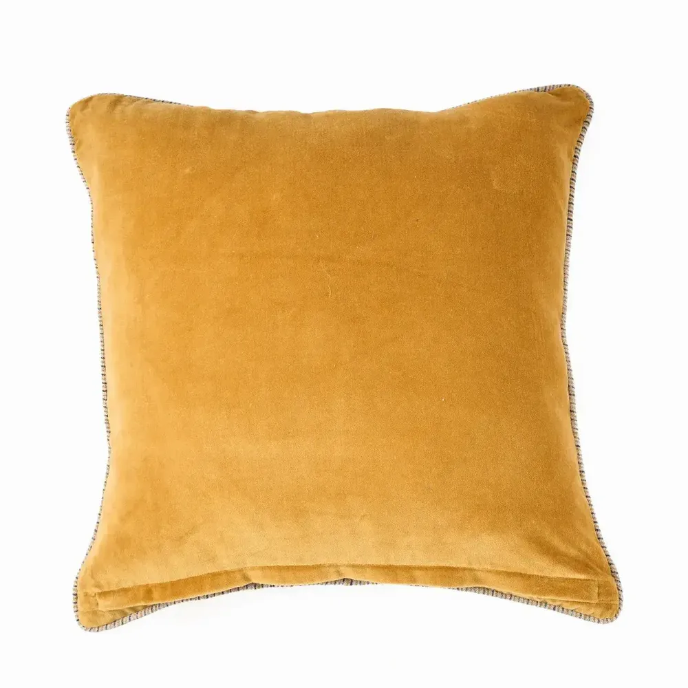 Fabric cushions - The Velvet Crush Cushion Cover - Mustard - 50x50 - BAZAR BIZAR LIVING