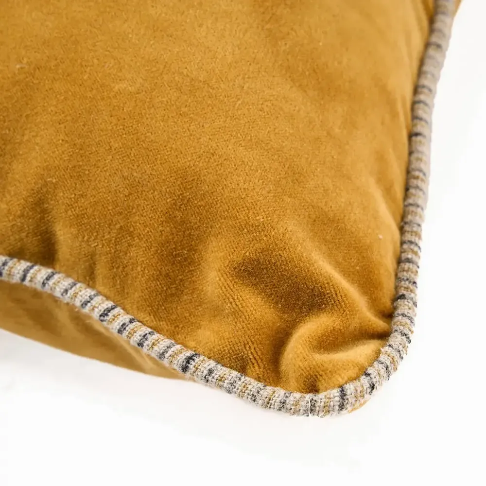 Fabric cushions - The Velvet Crush Cushion Cover - Mustard - 50x50 - BAZAR BIZAR LIVING