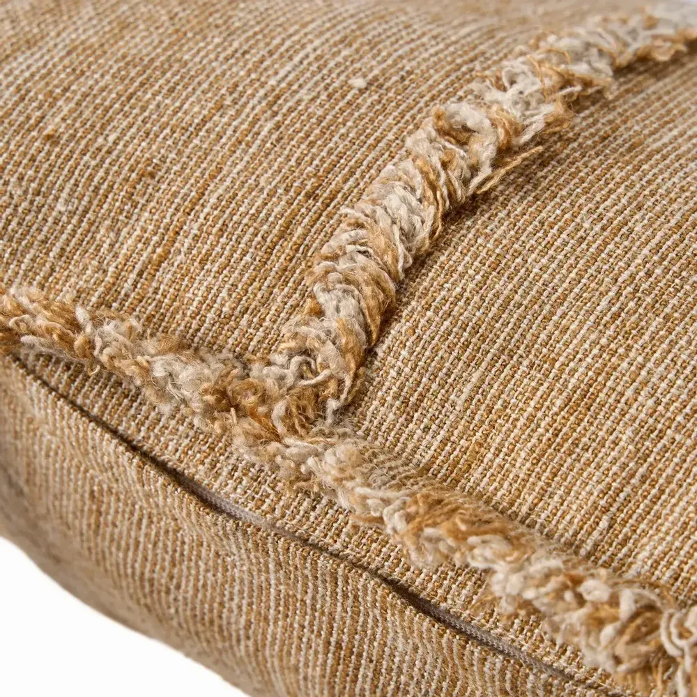 Fabric cushions - The Sahara Fringe Cushion Cover - Natural Brown - 50x50 - BAZAR BIZAR LIVING