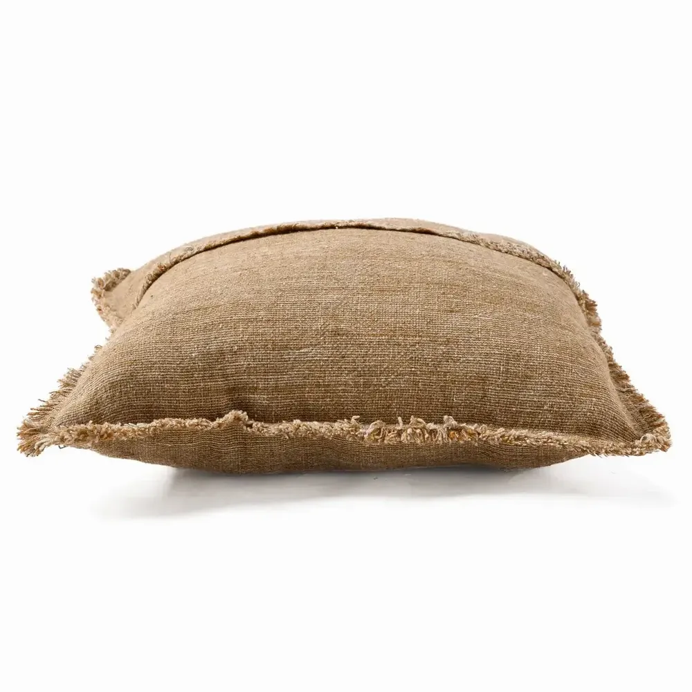 Fabric cushions - The Sahara Fringe Cushion Cover - Natural Brown - 50x50 - BAZAR BIZAR LIVING