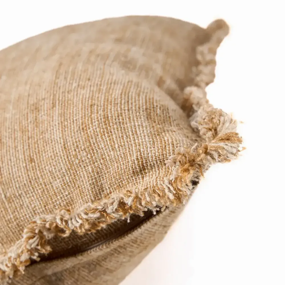 Fabric cushions - The Sahara Fringe Cushion Cover - Natural Brown - 50x50 - BAZAR BIZAR LIVING