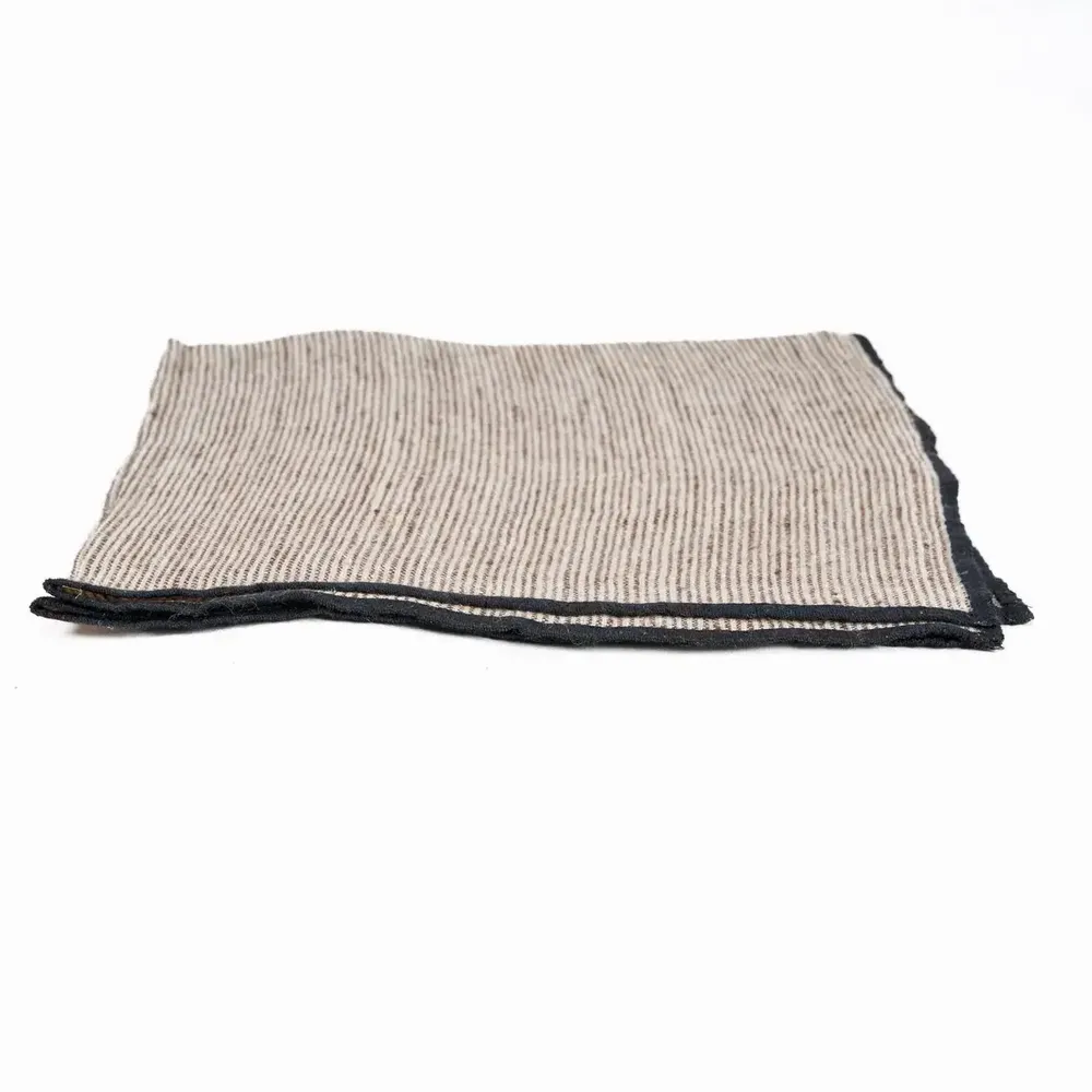 Serviettes - La Serviette Code Lin - Naturel Noir - 45x45 - BAZAR BIZAR LIVING