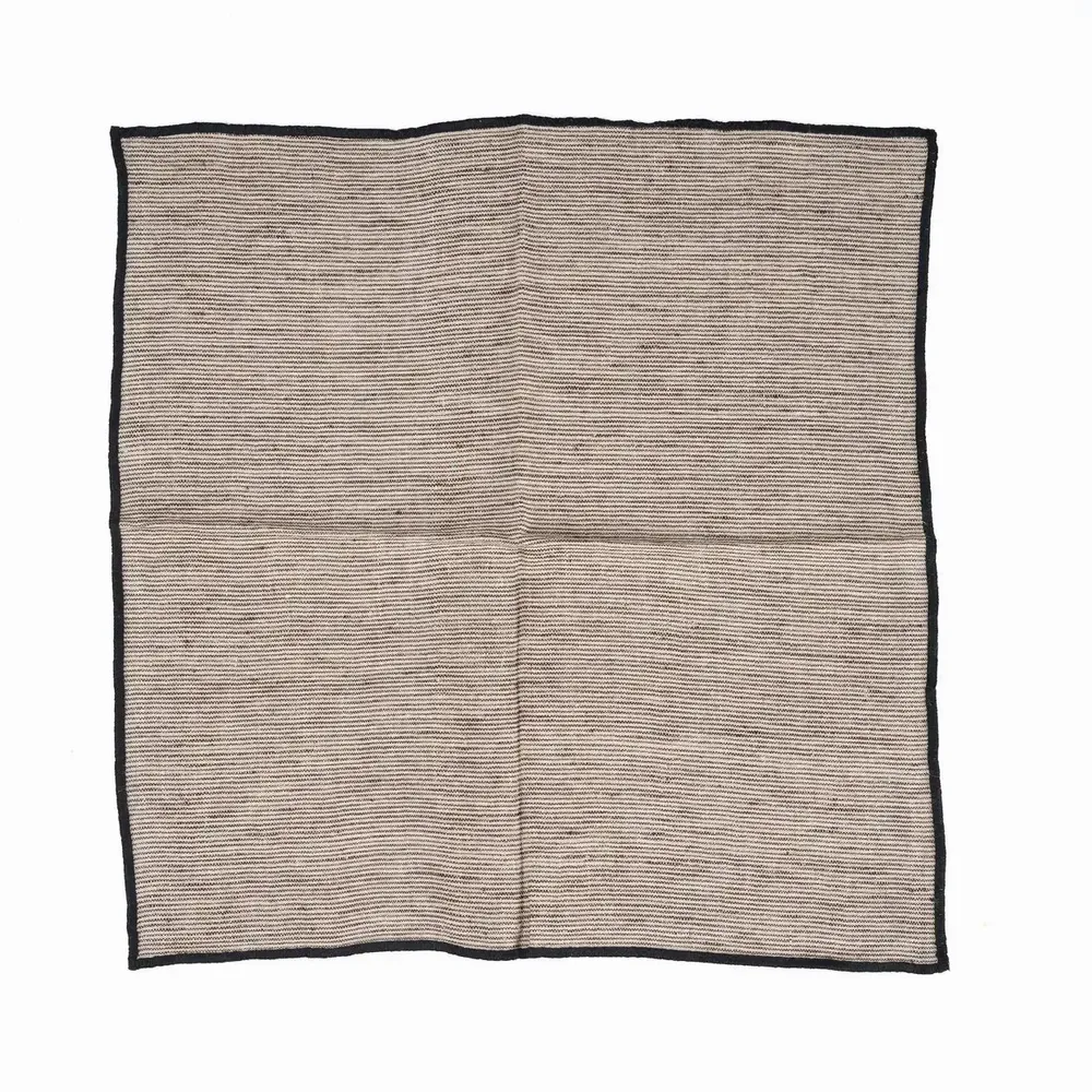 Serviettes - La Serviette Code Lin - Naturel Noir - 45x45 - BAZAR BIZAR LIVING