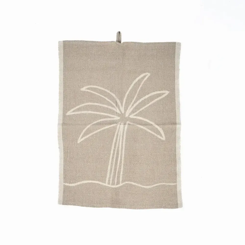 Torchons - Le Torchons Linen Palm Tree - Blanc Naturel - 50x70 - BAZAR BIZAR LIVING