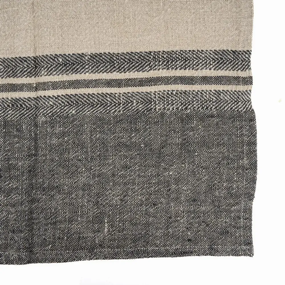 Torchons - Le Torchons Linen Dash - Noir Naturel - 50x70 - BAZAR BIZAR LIVING