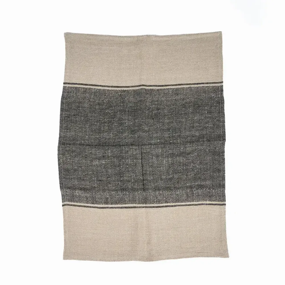 Torchons - Le Torchons Linen Moody - Noir Naturel - 50x70 - BAZAR BIZAR LIVING