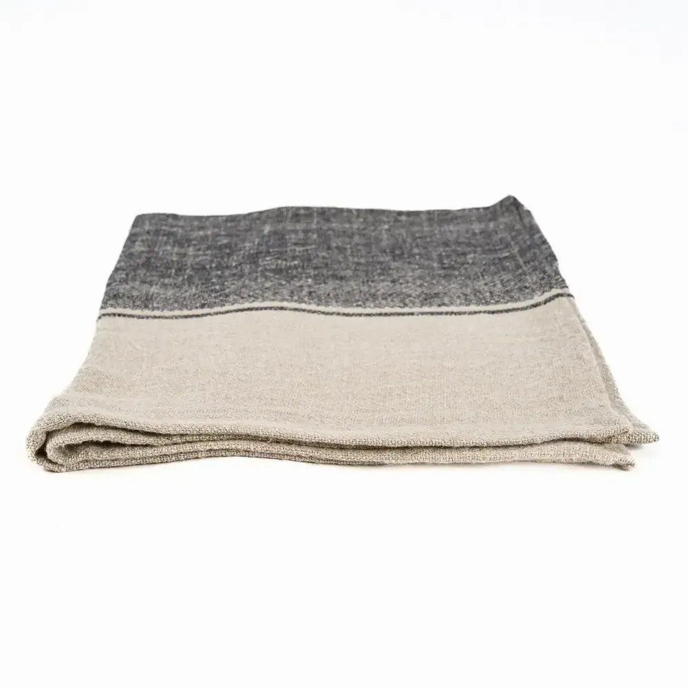 Torchons - Le Torchons Linen Moody - Noir Naturel - 50x70 - BAZAR BIZAR LIVING