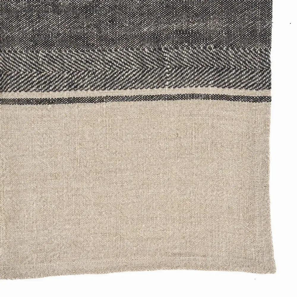 Torchons - Le Torchons Linen Moody - Noir Naturel - 50x70 - BAZAR BIZAR LIVING