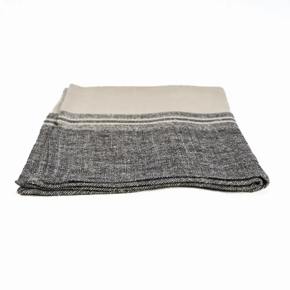 Torchons - Le Torchons Linen Moody - Noir Naturel - 50x70 - BAZAR BIZAR LIVING