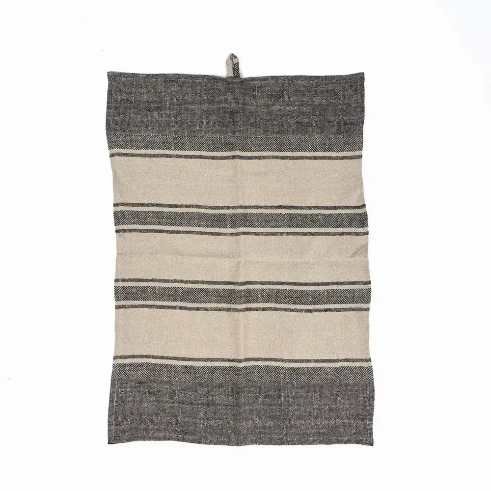 Torchons - Le Torchons Linen Smudge - Noir Naturel - 50x70 - BAZAR BIZAR LIVING