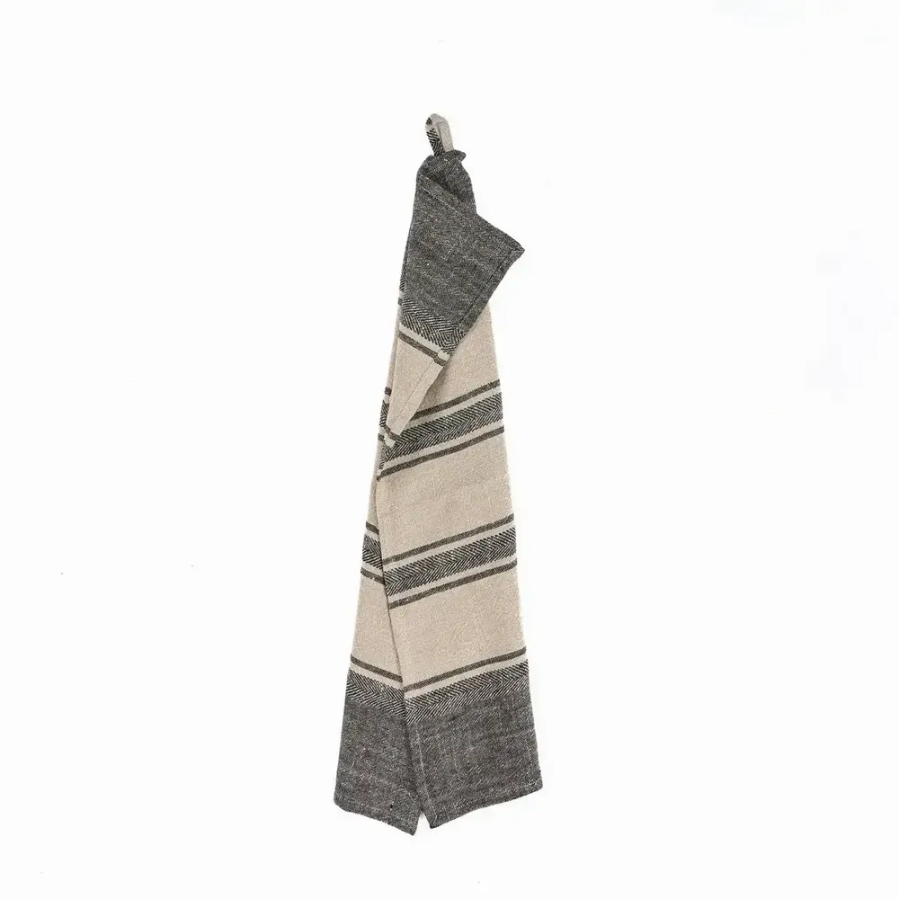 Torchons - Le Torchons Linen Smudge - Noir Naturel - 50x70 - BAZAR BIZAR LIVING