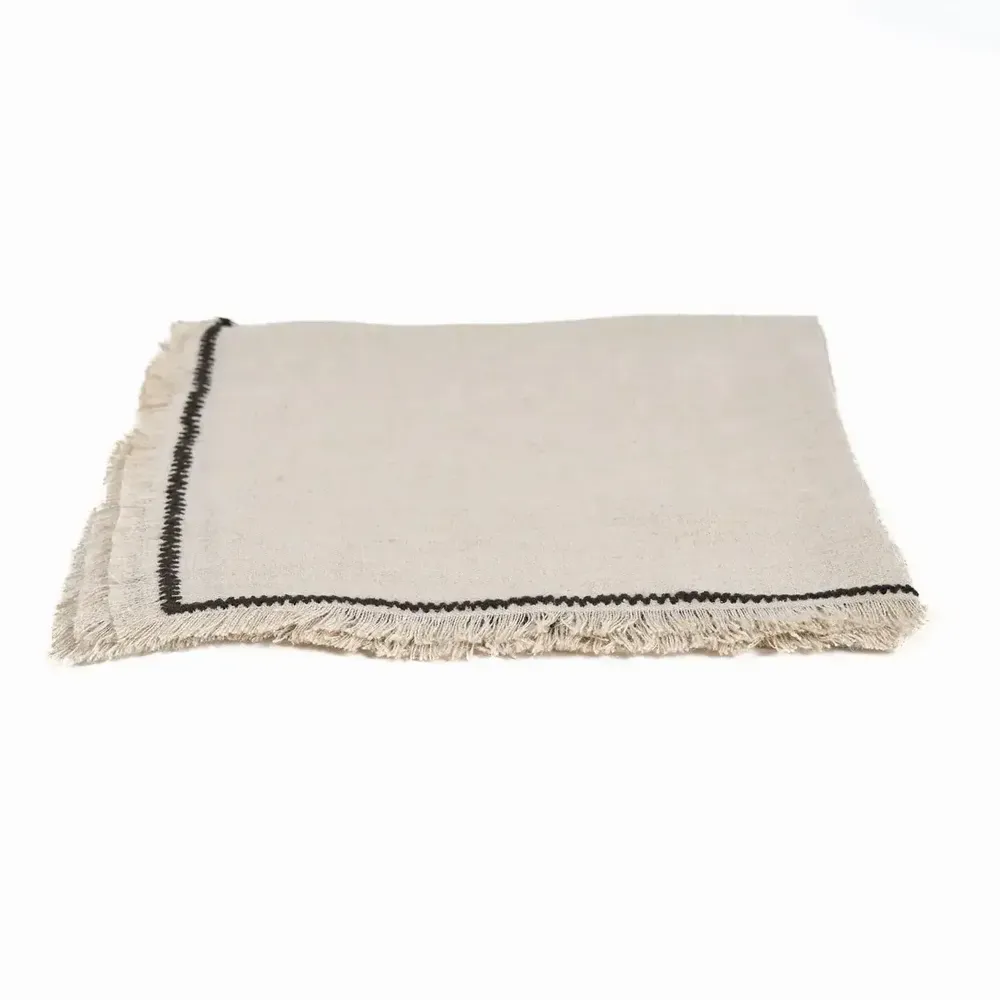Serviettes - La Serviette Tuscany - Naturel Noir - 45x45 - BAZAR BIZAR LIVING