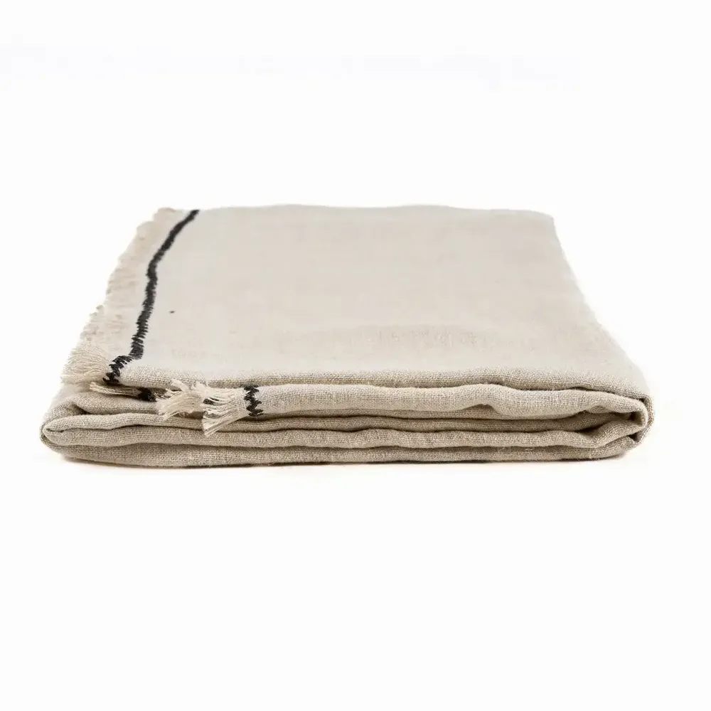 Nappes - La Nappe Tuscany - Noir Naturel - 150x300 - BAZAR BIZAR LIVING