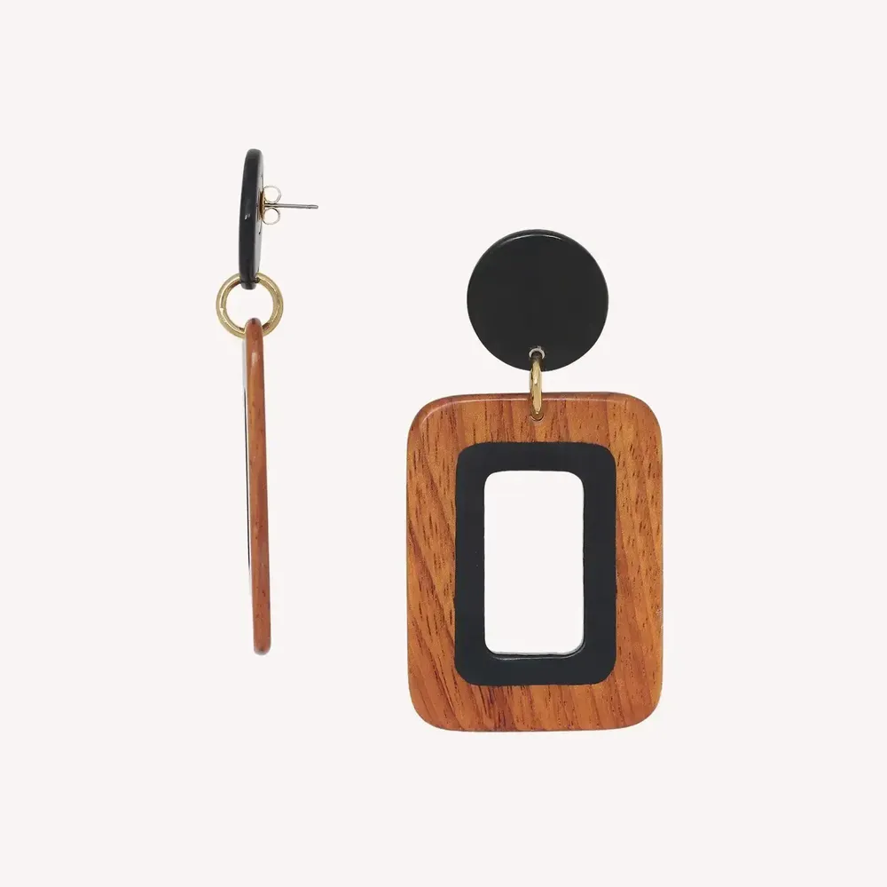 Jewelry - XL post earrings with rectangle pendant - Cannelle - NATURE BIJOUX