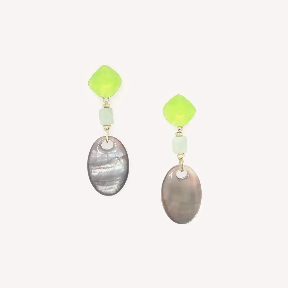 Jewelry - Post earrings with facetted jade - Combava - NATURE BIJOUX