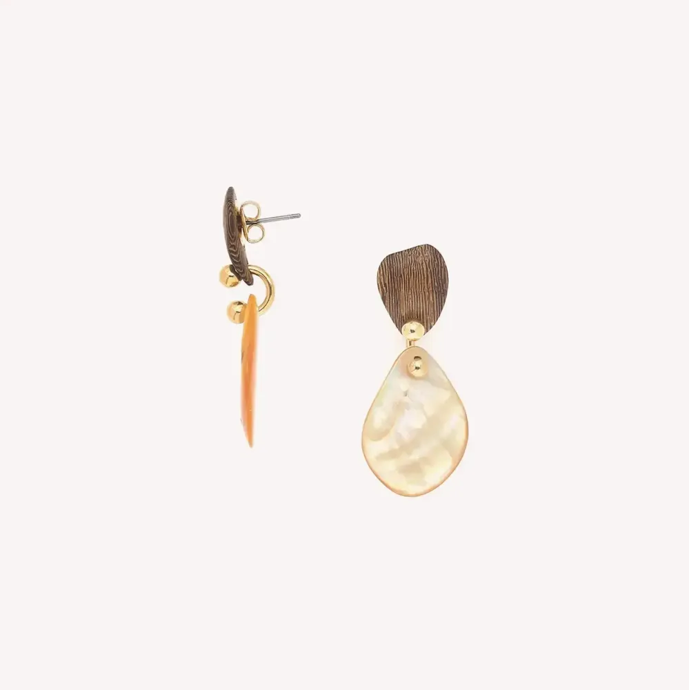 Jewelry - Post earrings with yellow MOP petal - Fioria - NATURE BIJOUX