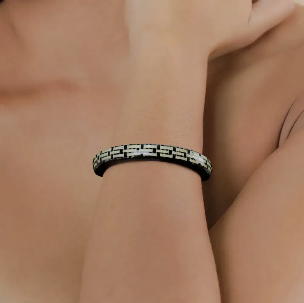 Bijoux - Bracelet rigide noir & blanc - Madam Bogolan - NATURE BIJOUX