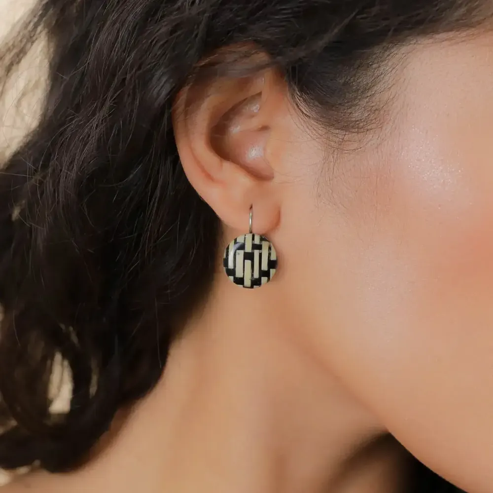 Jewelry - Round french hook earrings - Madam Bogolan - NATURE BIJOUX