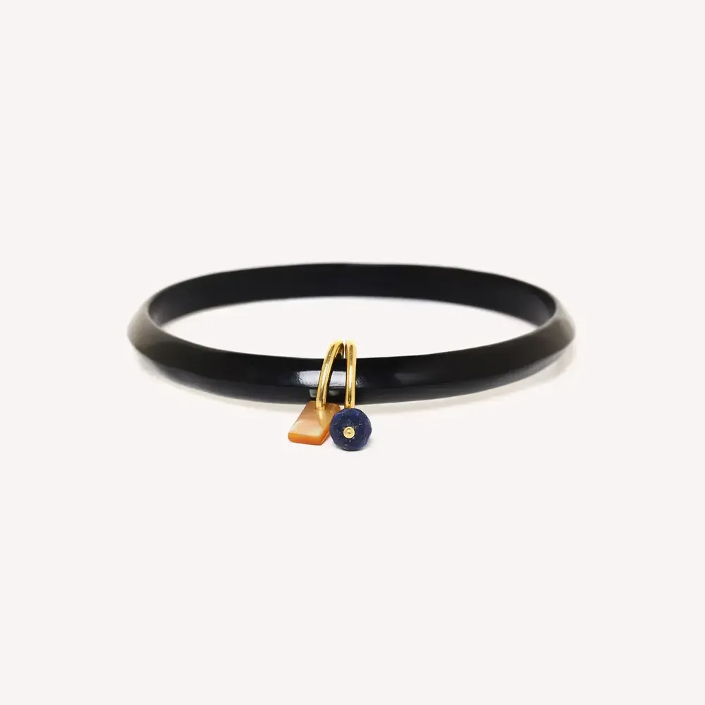 Jewelry - Black horn rigid bracelet - Madam Bogolan - NATURE BIJOUX