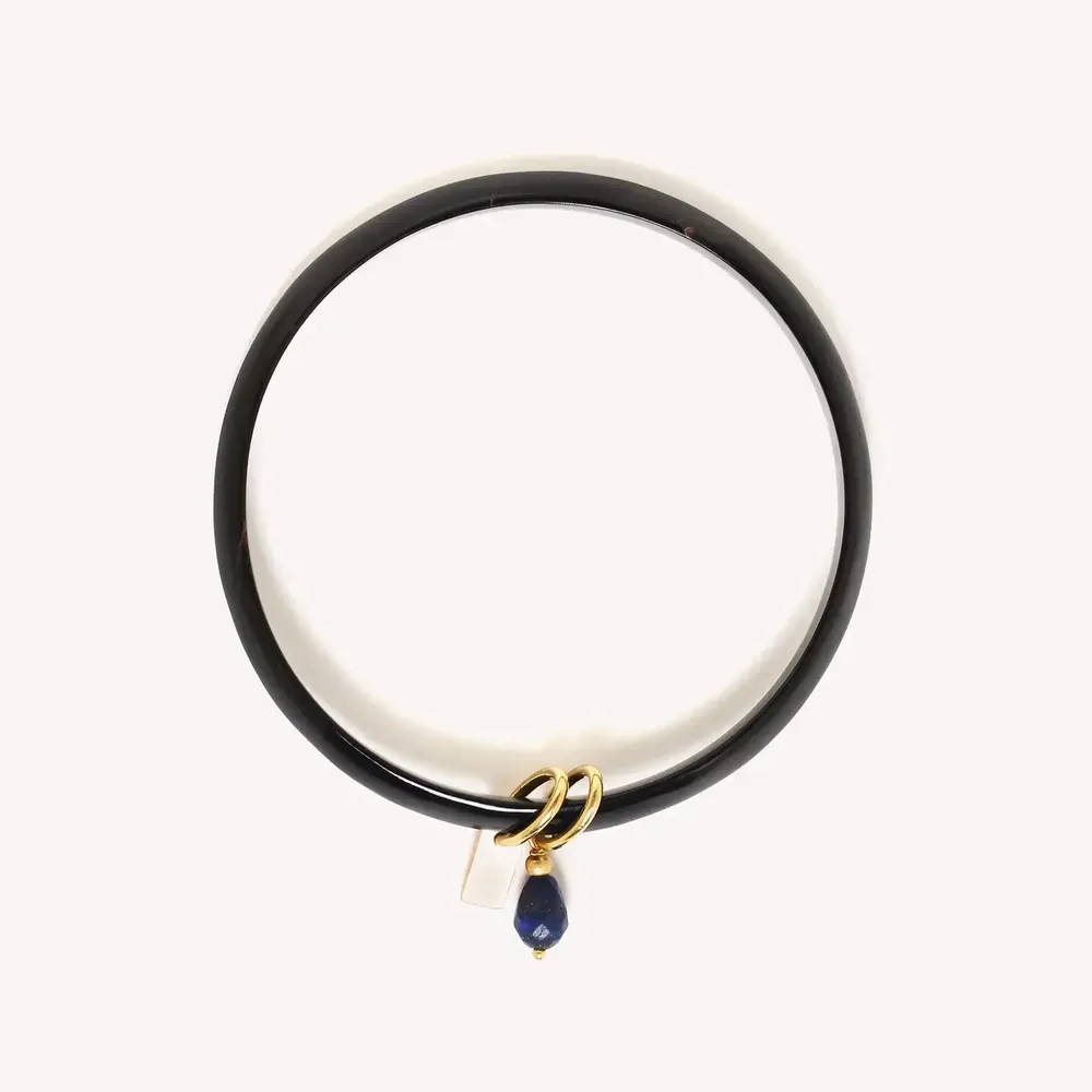 Jewelry - Black horn rigid bracelet - Madam Bogolan - NATURE BIJOUX