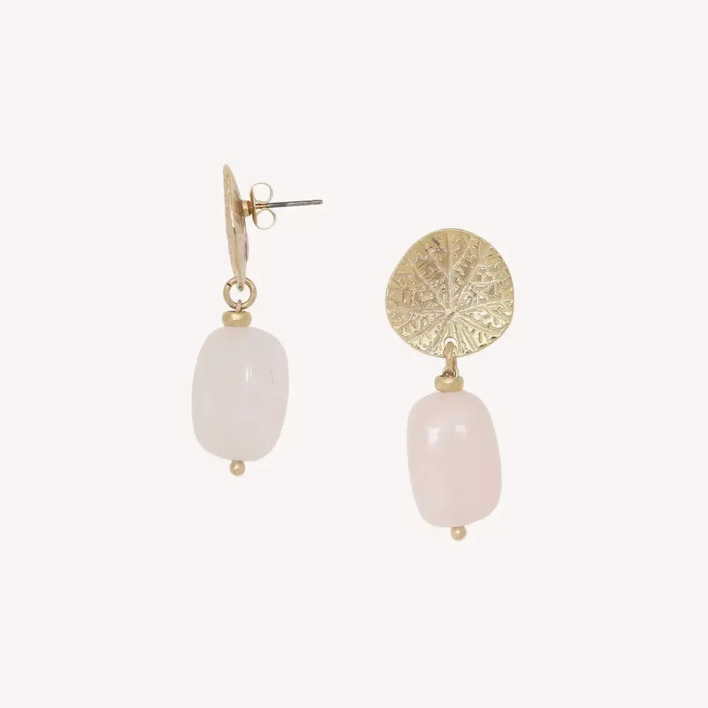 Bijoux - Boucles d'oreilles poussoir quartz rose - Minerama - NATURE BIJOUX