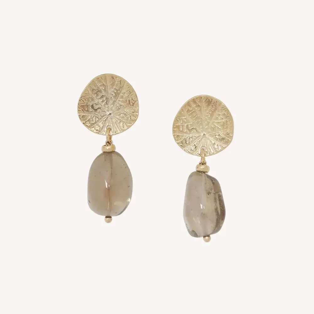 Bijoux - Boucles d'oreilles poussoir quartz fumé - Minerama - NATURE BIJOUX