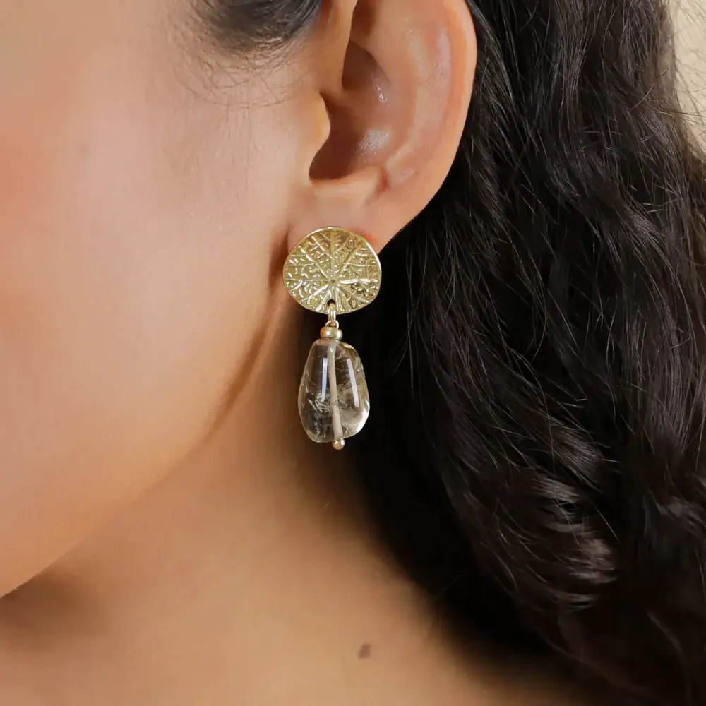 Bijoux - Boucles d'oreilles poussoir quartz fumé - Minerama - NATURE BIJOUX
