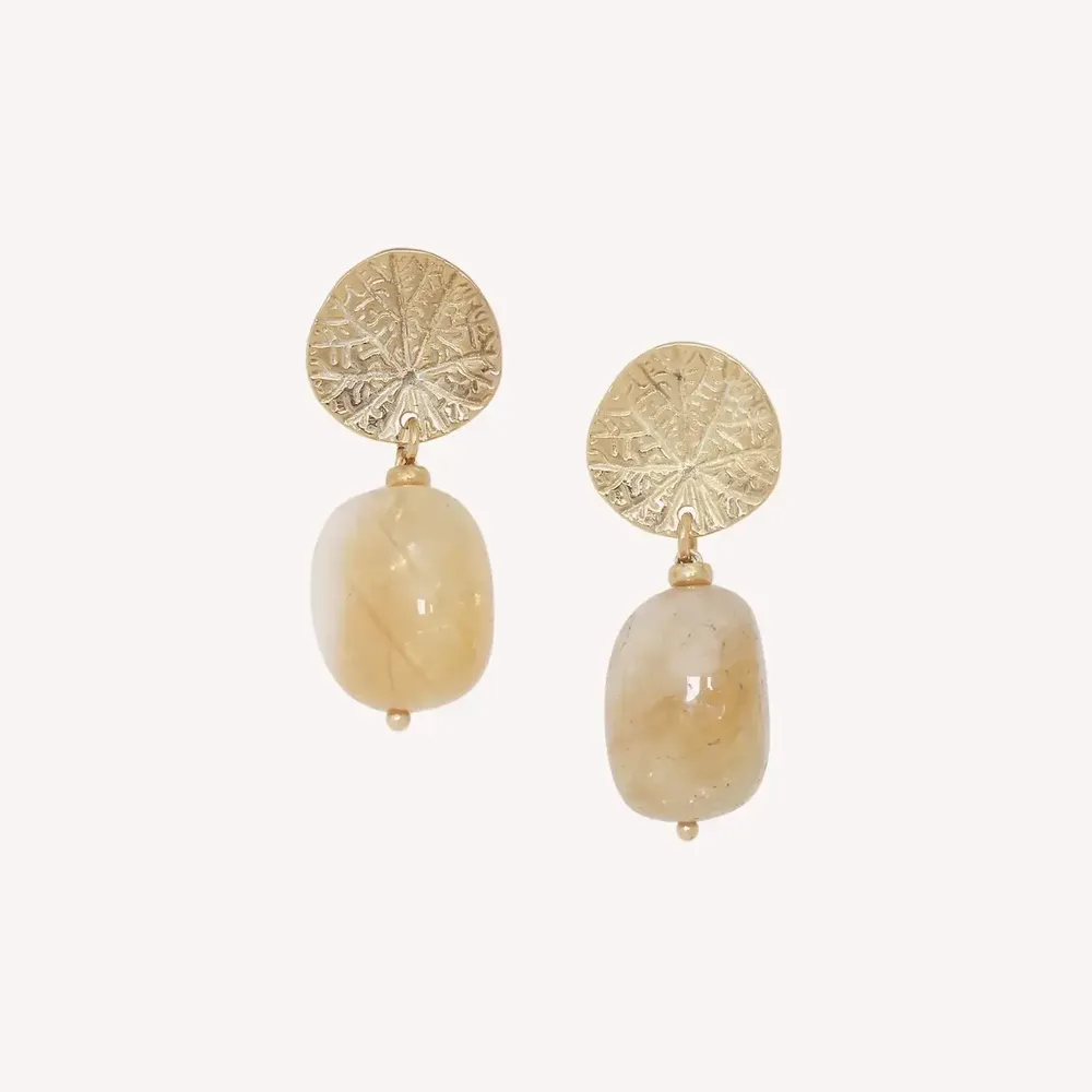 Bijoux - Boucles d'oreilles poussoir citrine - Minerama - NATURE BIJOUX