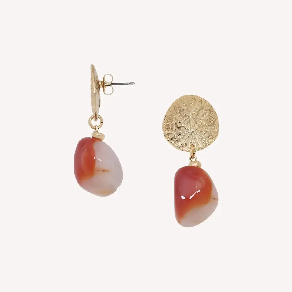 Bijoux - Boucles d'oreilles poussoir agate rouge - Minerama - NATURE BIJOUX