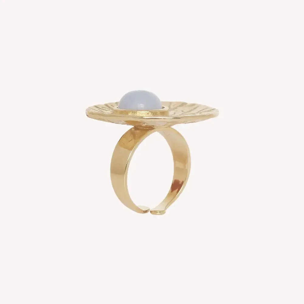 Bijoux - Bague ajustable calcédoine bleue - Minerama - NATURE BIJOUX