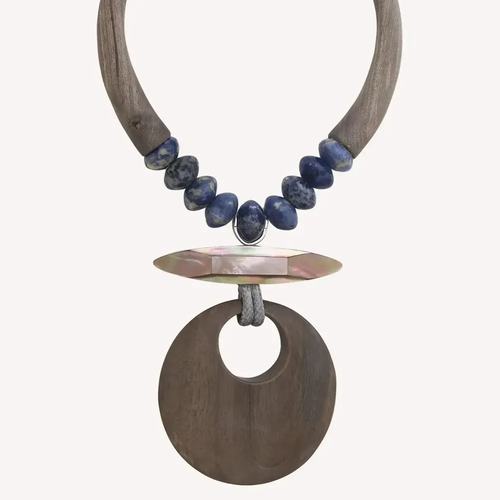 Jewelry - Statement necklace with grey ebony pendant - Skala - NATURE BIJOUX