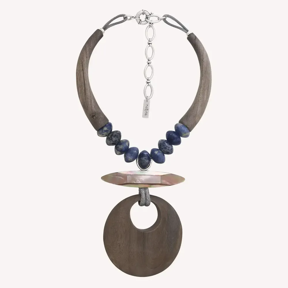 Jewelry - Statement necklace with grey ebony pendant - Skala - NATURE BIJOUX