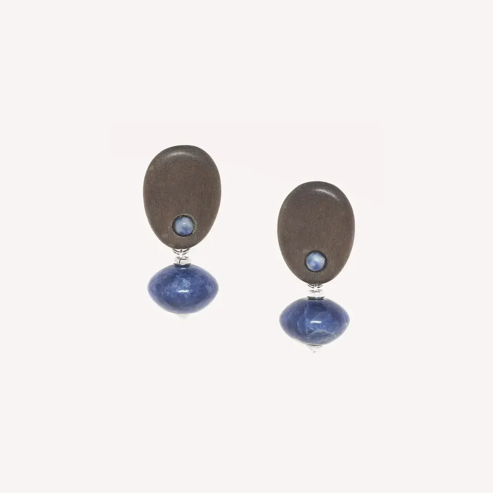 Jewelry - Post earrings with oval ebony top - Skala - NATURE BIJOUX