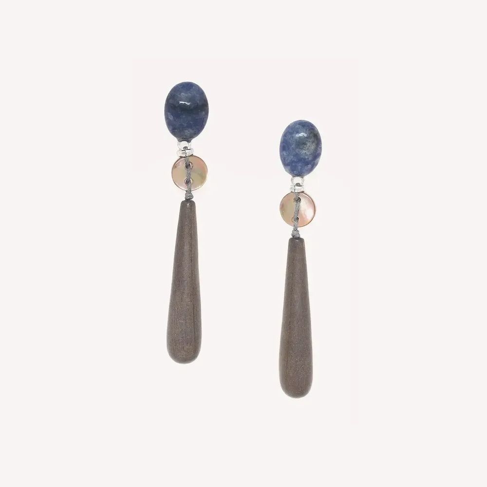 Jewelry - Post earrings with ebony drop - Skala - NATURE BIJOUX