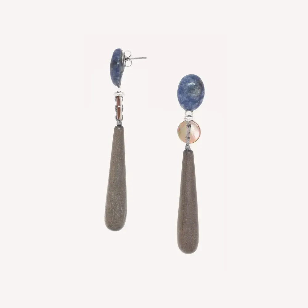 Jewelry - Post earrings with ebony drop - Skala - NATURE BIJOUX