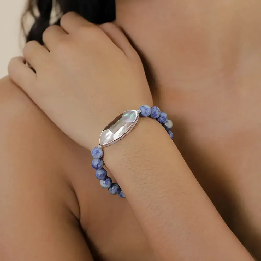 Jewelry - Stretch bracelet with faceted browlip element - Skala - NATURE BIJOUX