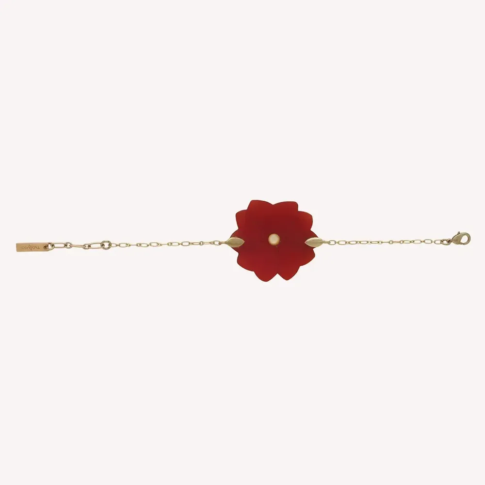 Jewelry - Adjustable red flower bracelet - Son Jardin - NATURE BIJOUX