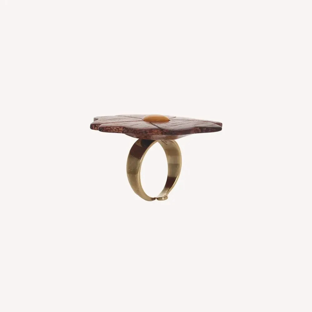 Jewelry - Adjustable wood & MOP flower ring - Son Jardin - NATURE BIJOUX